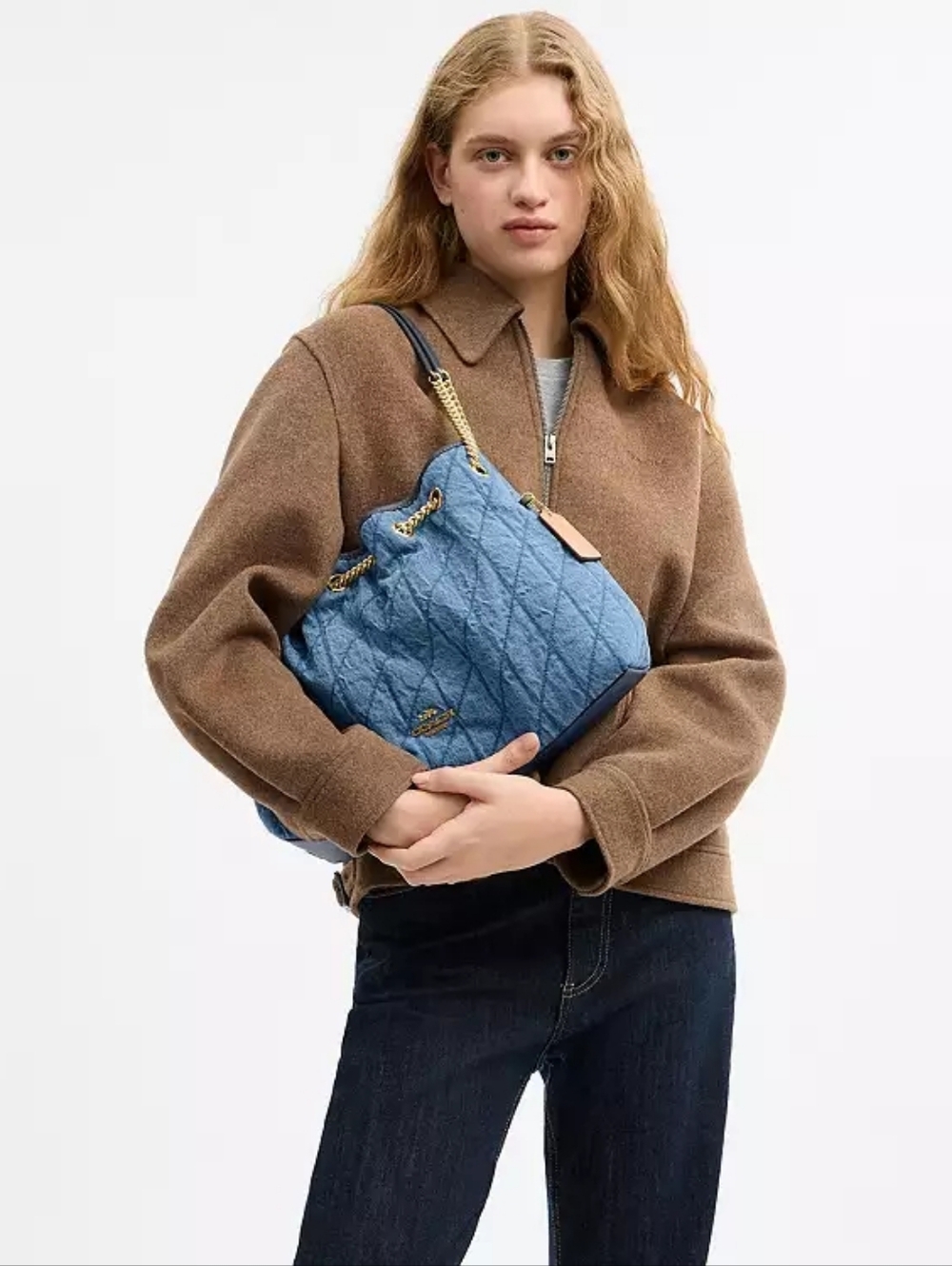 Coach Evelyn Shoulder Bag In Regenerative Cotton With Quilting - Picture 12 of 16